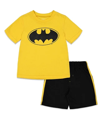 Dc Comics Little Boys Justice League Batman Superman Athletic T-Shirt Mesh Shorts Outfit Set to