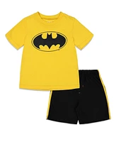 Dc Comics Little Boys Justice League Batman Superman Athletic T-Shirt Mesh Shorts Outfit Set to