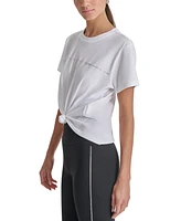 Dkny Sport Women's Rhinestone Stripe Knot T-Shirt