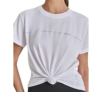 Dkny Sport Women's Rhinestone Stripe Knot T-Shirt