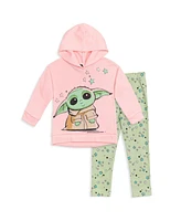 Starwars Toddler Girls Star Wars Baby Yoda Pullover Fleece Hoodie and Leggings Outfit Set