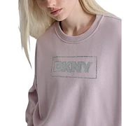 Dkny Sport Women's Rhinestone Crewneck Fleece Sweatshirt