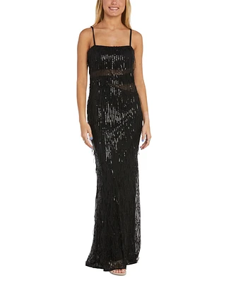 Morgan & Company Juniors' Sequined Fringe Gown