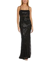 Morgan & Company Juniors' Sequined Fringe Gown