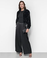 Dkny Women's Cropped Long-Sleeve Sequin Jacket