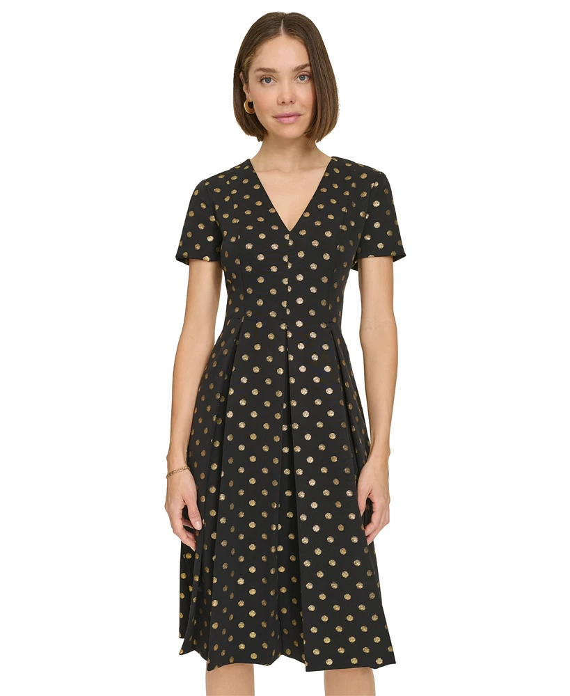Tommy Hilfiger Women's Foil-Print Pleated Midi Dress