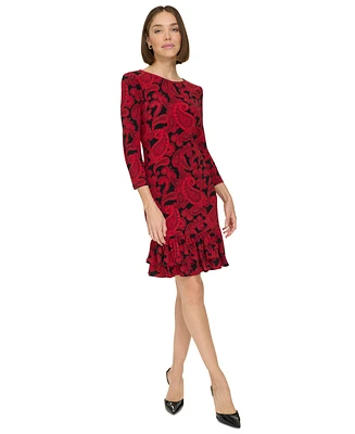 Tommy Hilfiger Women's Paisley-Print Ruffle-Hem Dress