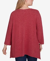 Ruby Rd. Plus Size Scoop Neck Hatchi Knit Sharkbite Top