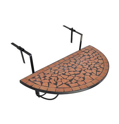 vidaXL Hanging Balcony Table Terracotta Mosaic