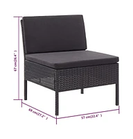 vidaXL 3 Piece Patio Lounge Set with Cushions Poly Rattan