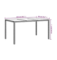 vidaXL Patio Table 59.1"x35.4"x29.5" Tempered Glass and Poly Rattan Beige