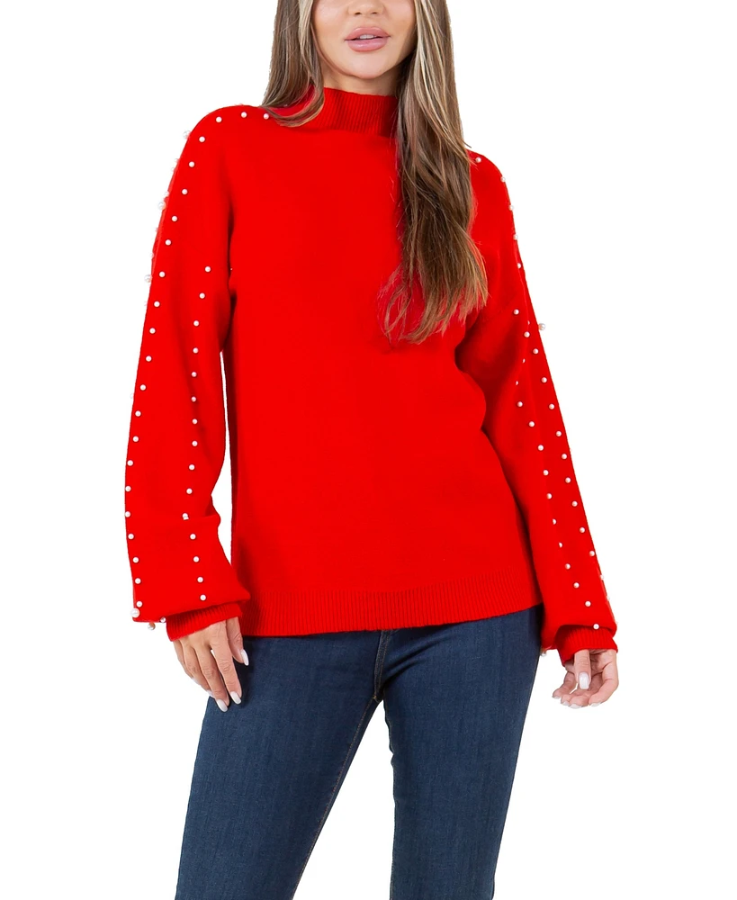 Fever Women's Cultured Pearl Trim Sweater