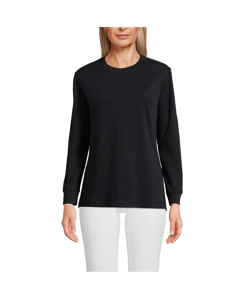 Lands' End Women's Cotton Relaxed Long Sleeve Crew Neck