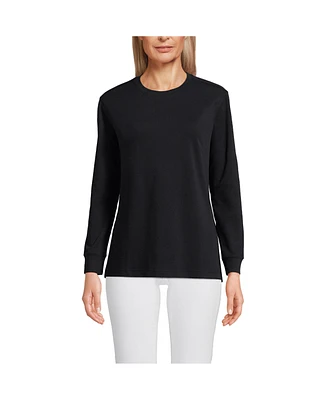 Lands' End Women's Long Sleeve Cotton Interlock Crew T-Shirt