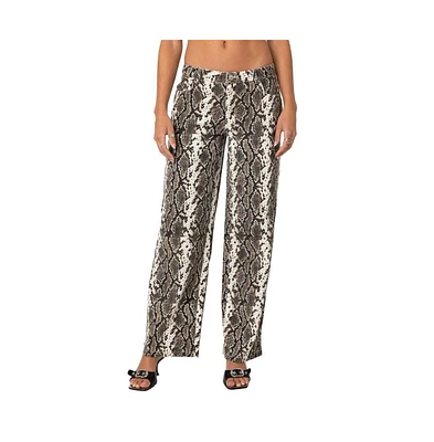 Edikted Women's Snakescale printed low rise jeans