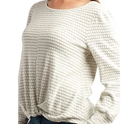 Bcx Juniors' Honeycomb Twist-Hem Long-Sleeve Sweater