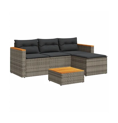 vidaXL 3 Piece Patio Sofa Set with Cushions Poly Rattan