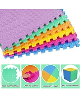 BalanceFrom Fitness 24 sq. ft. Interlocking Foam Exercise Mat Tiles, Multicolor