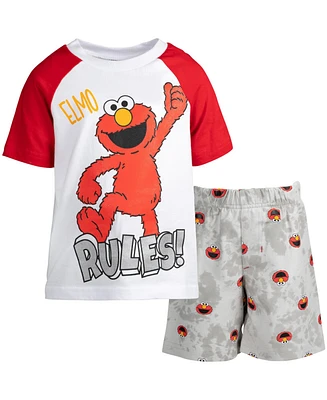 Sesame Street Baby Boys Elmo French Terry T-Shirt and Shorts Outfit Set to