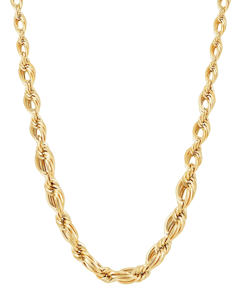 Polished Graduated Open Rope Link 18" Chain Necklace in 10k Gold