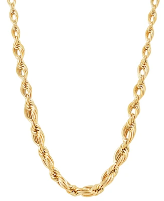 Polished Graduated Open Rope Link 18" Chain Necklace in 10k Gold