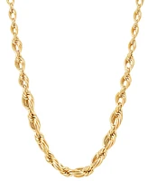 Polished Graduated Open Rope Link 18" Chain Necklace in 10k Gold