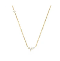 Hollywood Sensation 18K Gold Plated Sterling Silver Necklace with Three Round and One Pear Cut Cubic Zirconia Stones