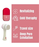 Pursonic Perfect Skincare Duo: Ice Cube Facial Roller Massager for Face, Eyes, and Neck & Dual Sided Facial Cleansing Brush