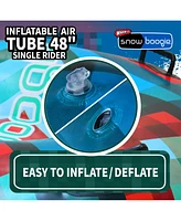 Inflatable Snow Tube, 48" Single/Double Rider Heavy Duty Air Hard Bottom Sled with Handles