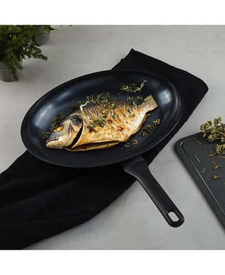 BergHOFF DiNA Helix Recycled Aluminum Nonstick Ceramic Fish Pan, 13.25"