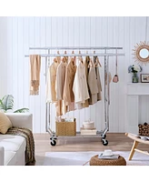 Slickblue Double Garment Rack with Shelves, 800lbs Capacity Clothing Rack