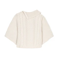 Hope & Henry Baby Girls Organic Split Collar Cable Sweater Cape