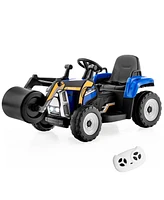 Costway Kids Ride On Roller 12V Electric Tractor Remote w/ Music & Led Light