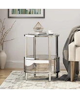 Streamdale Furniture Mirrored Modern Glam End Table with Glass Top and Reflective Accents