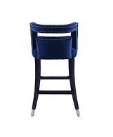 Slickblue Suede Velvet Barstools with Nailheads 2-Piece Set, Elegant Living Room Chairs