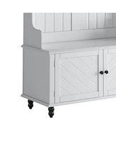 Slickblue 40-Inch Hall Tree with 4 Hooks: Coat Hanger, Entryway Bench & Storage Bench - 3-in-1 Design for Entrance & Hallway