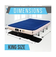 SereneLife Premium Raised Airbed With Steel Frame and Built-In Power Pump (King)
