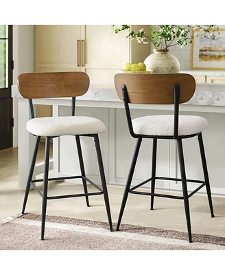 Maison Boucle Scandia-style Set of 2 Armless Counter Height Stool with Metal Base-Maison Boucle