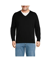 Lands' End Big & Tall Fine Gauge Cotton V Neck Sweater