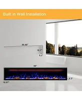 Mondawe 88" Smart Electric Fireplace,1500W,Sgs-Certified With 3 Top Light,13 Fuel Bed & Flame Colors