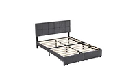 Slickblue Queen Size Velvet Upholstered Platform Bed with Storage Drawers