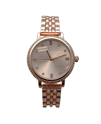 Olivia Pratt Gold Elegant Everyday Rhinestones Bezel Women Watch