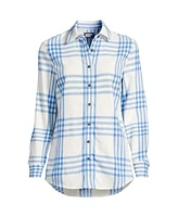 Lands' End Women's Tall Flannel Boyfriend Fit Long Sleeve Shirt