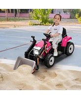 Costway Kids Ride On Excavator Digger 12V Electric Tractor Rc w/ Digging Bucket