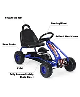 Gymax Kids Pedal Go Kart 4 Wheel Ride On Toys w/ Adjustable Seat & Handbrake Red