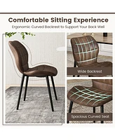 Gymax Dining Chairs Set of w/ Padded Back Metal Legs & 2 Adjustable Foot Pads Brown