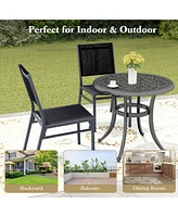 Gymax 2PCS Outdoor Dining Chairs w/ Breathable Seat Backrest Heavy-Duty Aluminum Frame