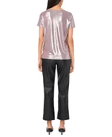 Vince Camuto Women's Metallic Short-Sleeve Crewneck Top