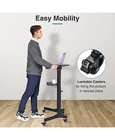 Yescom Portable Rolling Podium Mobile Standing Laptop Desk Presentation Lectern Office