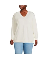 Lands' End Plus Fine Gauge Cotton Pullover Tunic Sweater